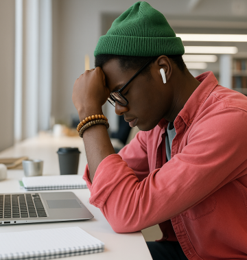 Black boy at desk